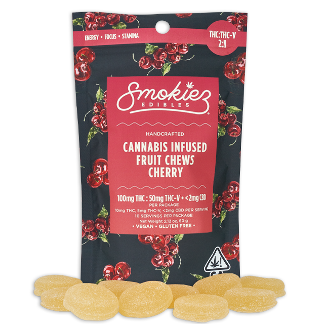 Photograph of product: CHERRY FRUIT CHEWS + TH-ouiV (60G)