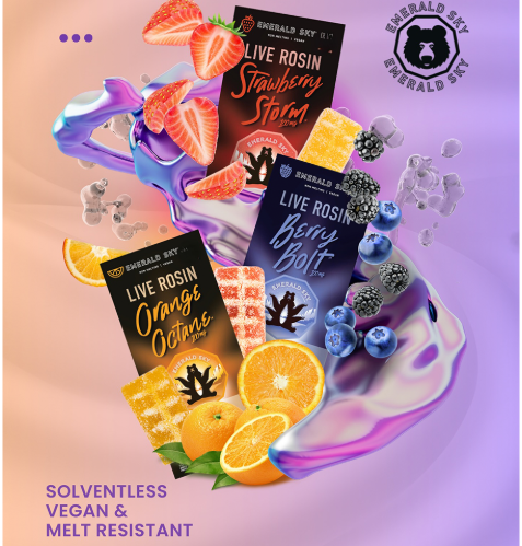 Photograph of product: Emerald Sky Berry Bolt Oui'd Rosin Gummies 100mg