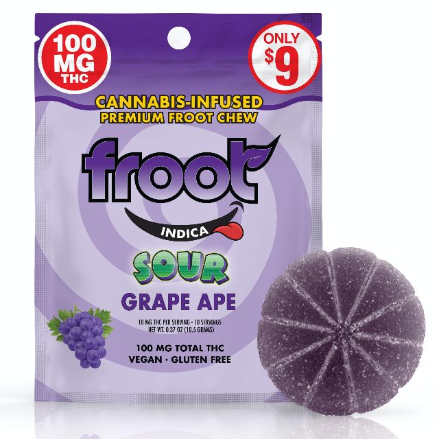 Photograph of product: SOUR GRAPE 100MG GUMMY