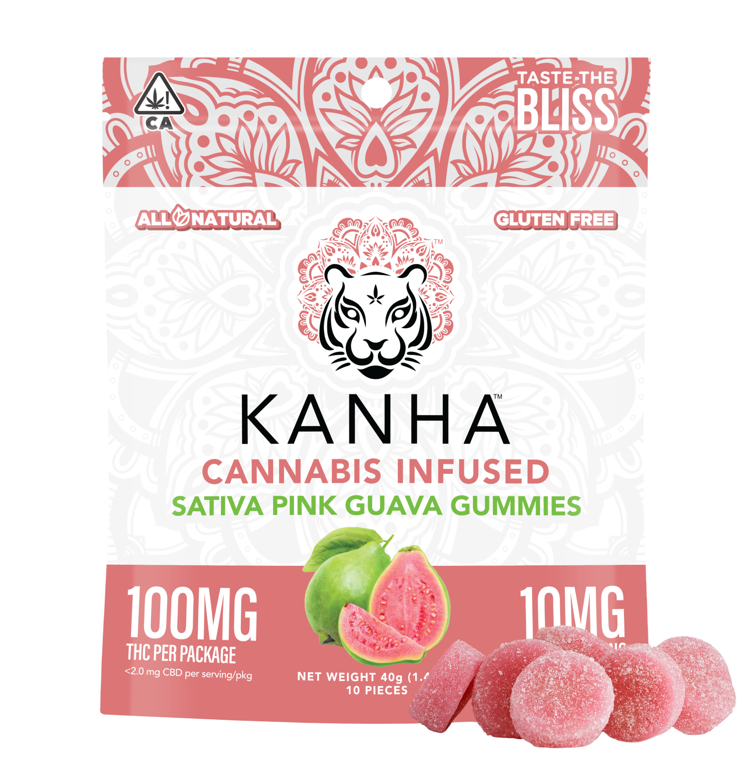 Photograph of product: Kanha - 100mg - 10ct Gummies - Pink Guava
