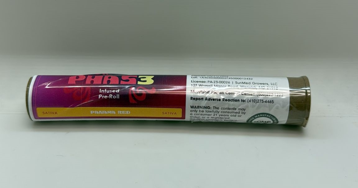 Photograph of Product: Phas3 Panama Red Diamond Duster Infused Pre-Roll 1g