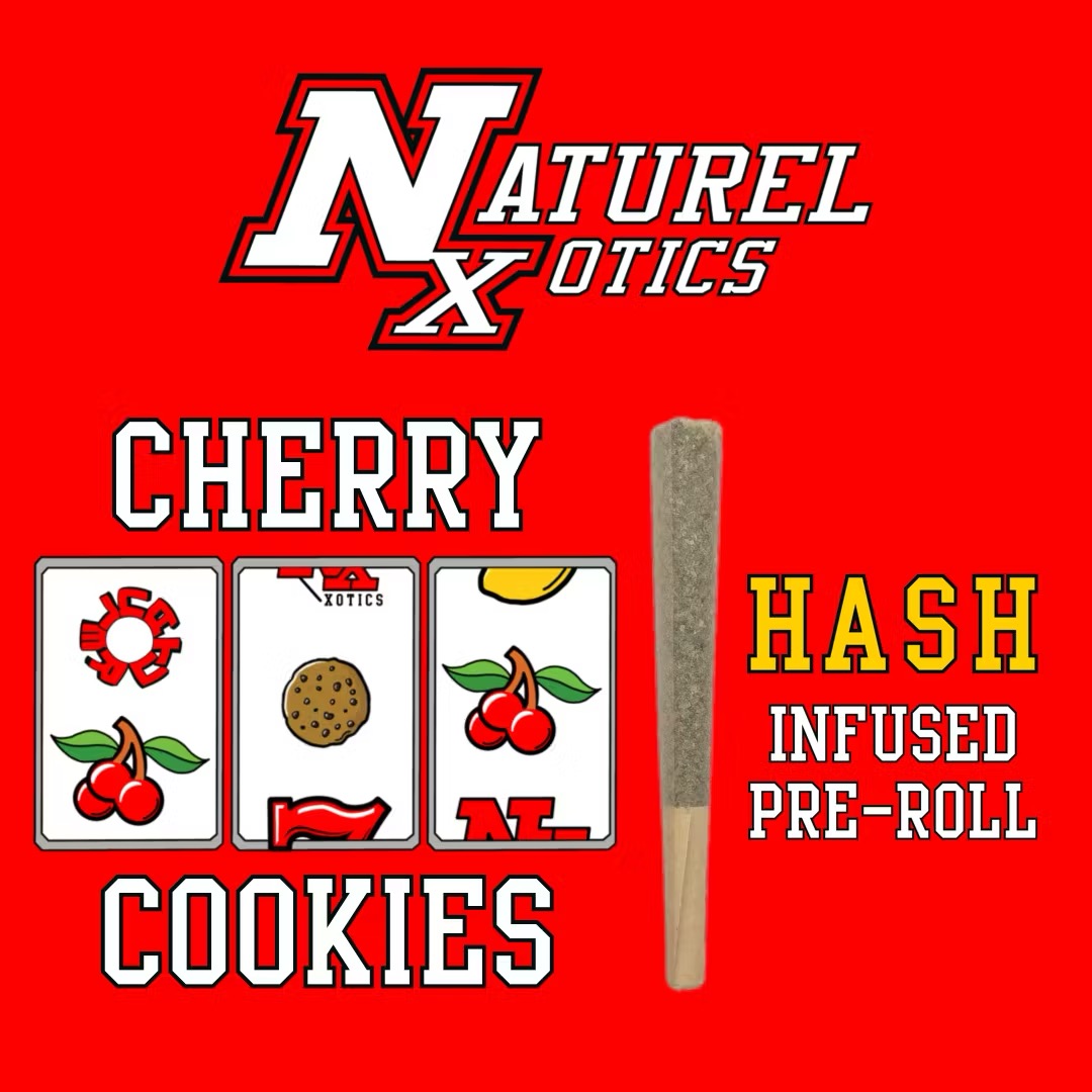 Photograph of product: Natural Exotics l Cherry Cookies l Infused Preroll l 1g