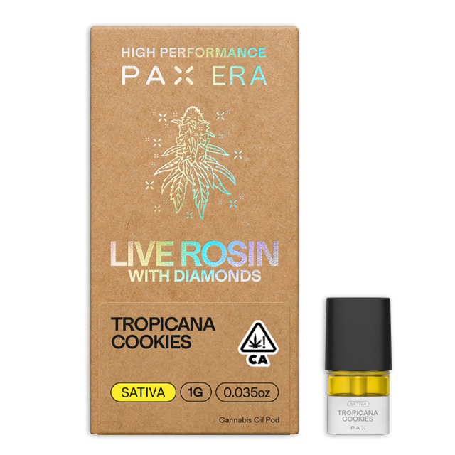 Photograph of product: TROPICANA COOKIES - LIVE ROSIN WITH DIAMONDS (1G) - PAX POD