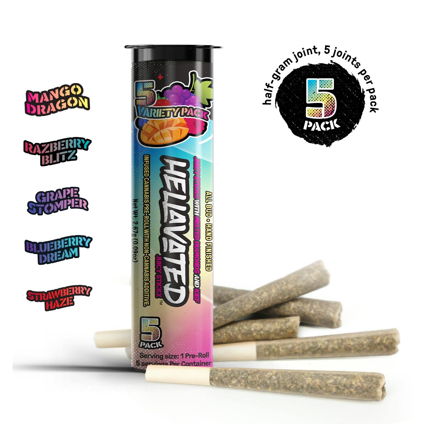 Photograph of product: Hellavated - VARIETY - Infused Preroll Pack - - H