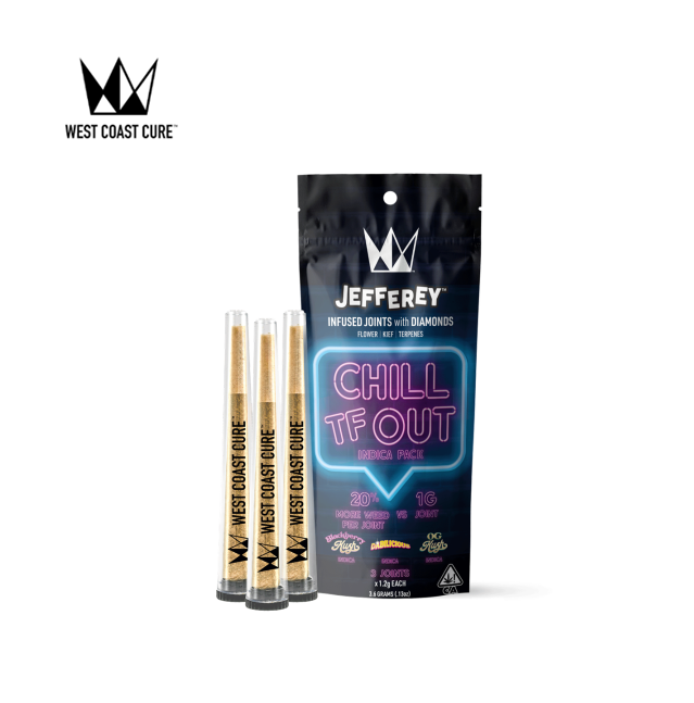Photograph of product: CHILL TF OUT  1.2G JEFFEREY INFUSED 3 PACK - BLACKBERRY KUSH DABILICIOUS OG KUSH