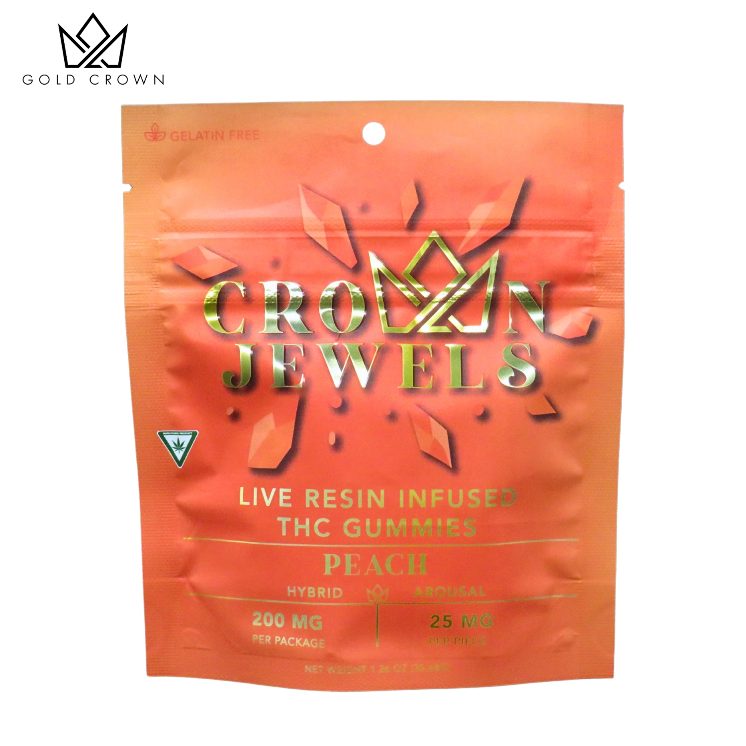 Photograph of product: Crown Jewels - Peach - 200mg Gummies (8x25mg)