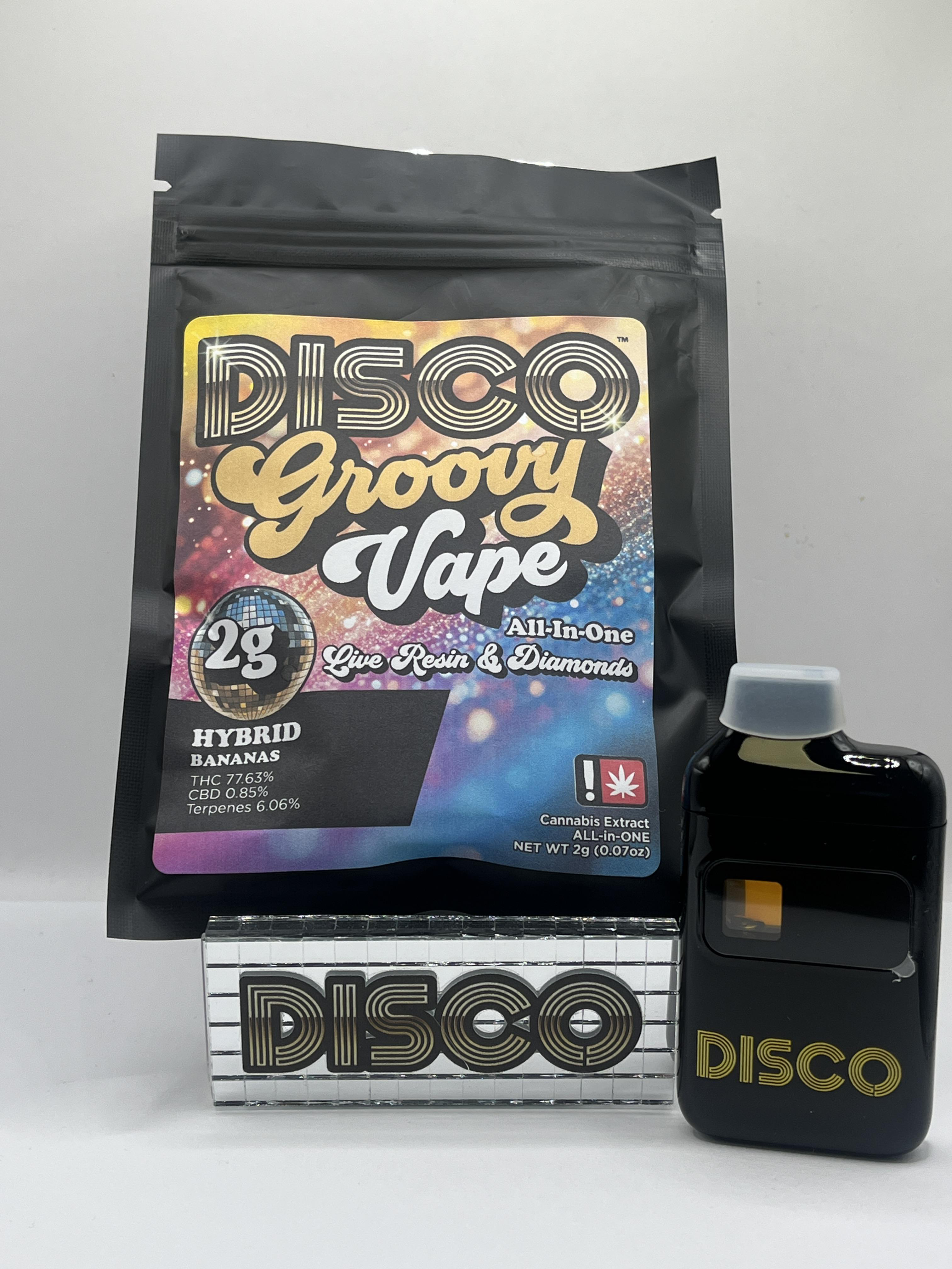 Photograph of product: Disco Dabs - Bananas (H) - Live Diamonds All-In-One Cartridge 2g