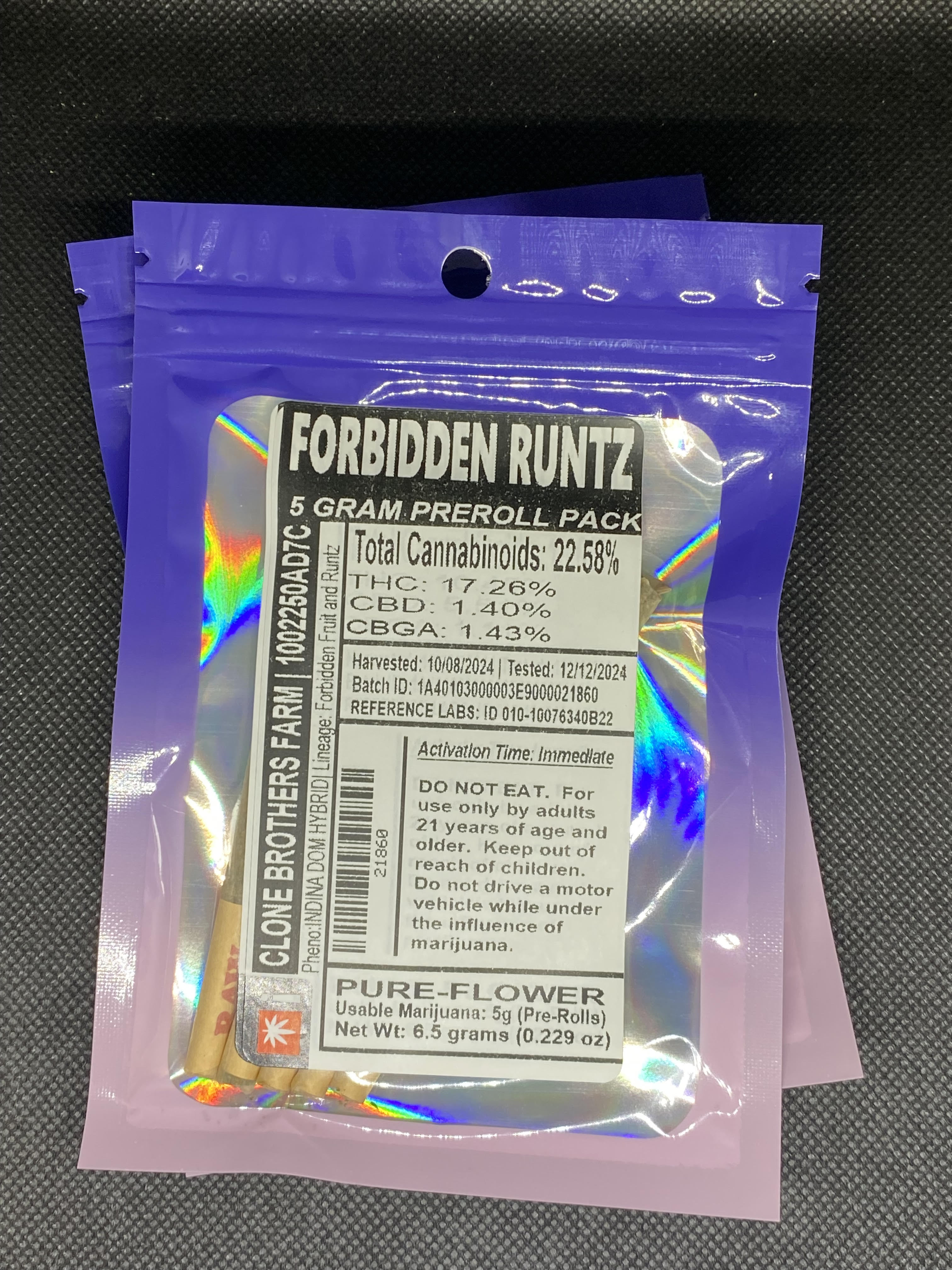 Photograph of product: CB - Pre Roll 5 Pack - Forbidden Runtz (I)
