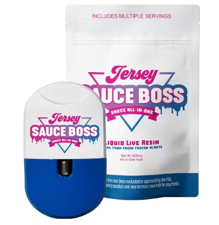Photograph of product: Jersey Sauce Boss - Grape Zest Live Resin AIO Disposable - 0.5g