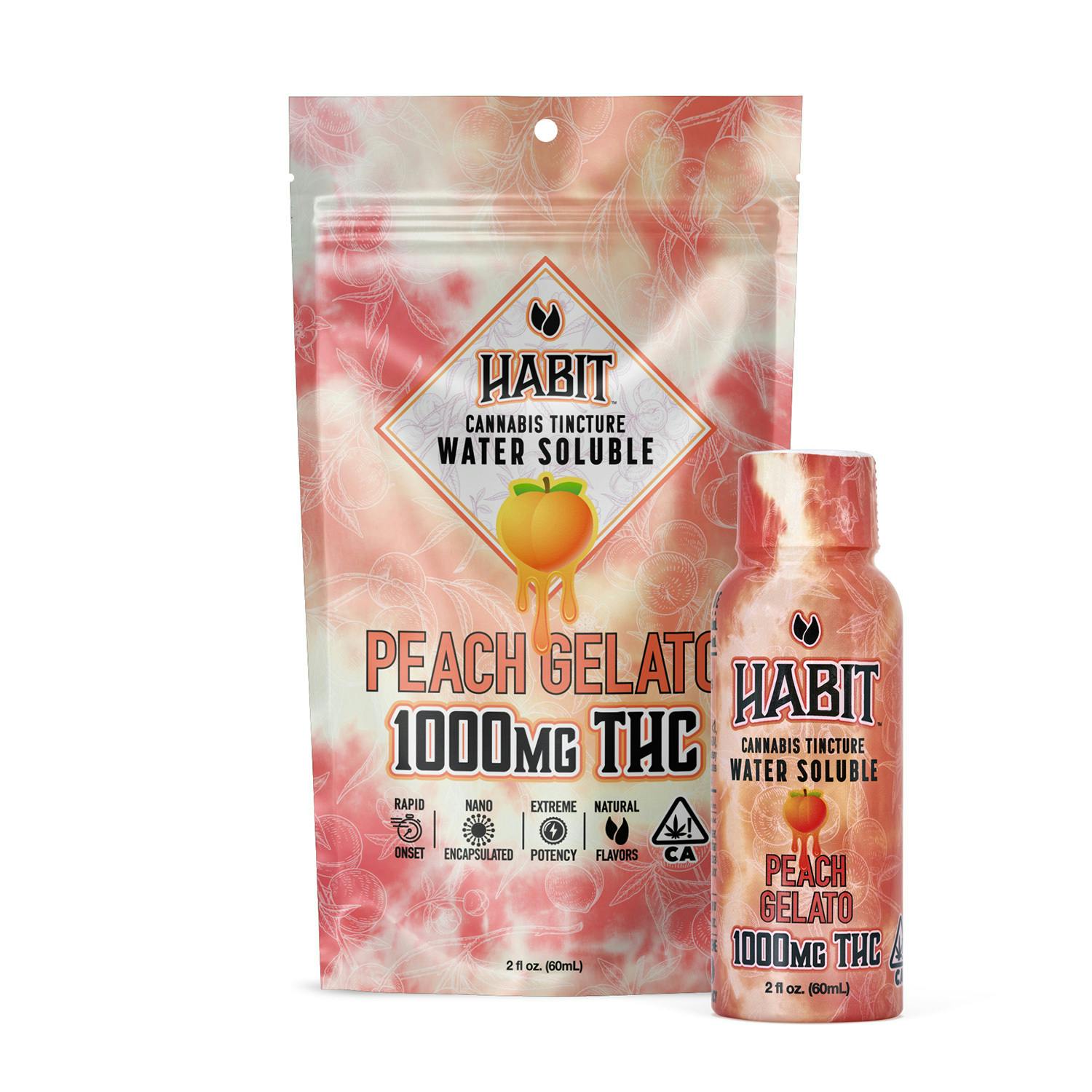 Photograph of product: 2oz Peach Gelato Water Soluble Pourable Tincture 1000mg