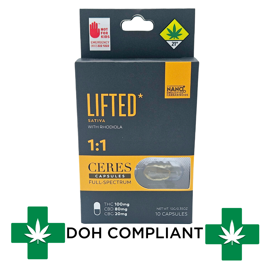 Photograph of product: DOH | Lifted 1:1 CBD Oui'd Capsules | 10pk