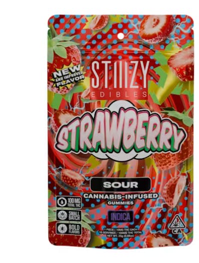 Photograph of product: Sour Strawberry (I) - 100mg Myler Gummies - Retail
