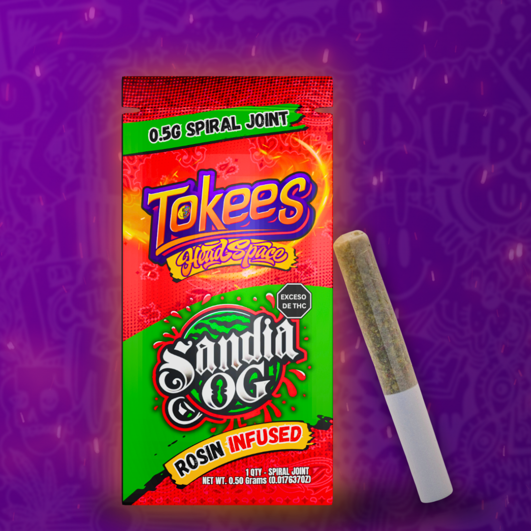 Photograph of product: Tokees | Sandia OG | Infused Joint Rosin Infused | Head Space
