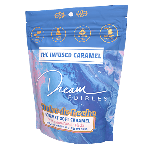 Photograph of product: Dream | 100mg Milk Chocolate Caramels 10pk | Dulce De Leche Caramel