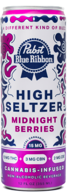 Photograph of product: Midnight Berries [I] - 10MG TH-oui + 3MG CBN + 2MG CBD High Seltzer 12OZ