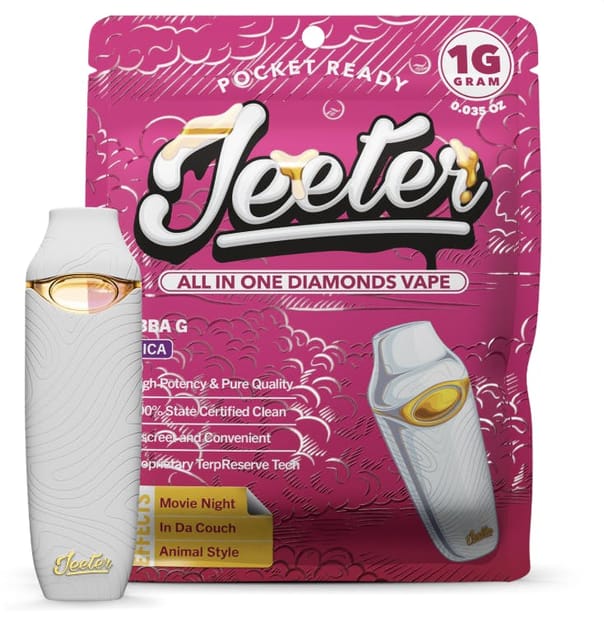 Photograph of product: Jeeter: Double Rainbow All-In-One Diamonds Disposable - 1g - 