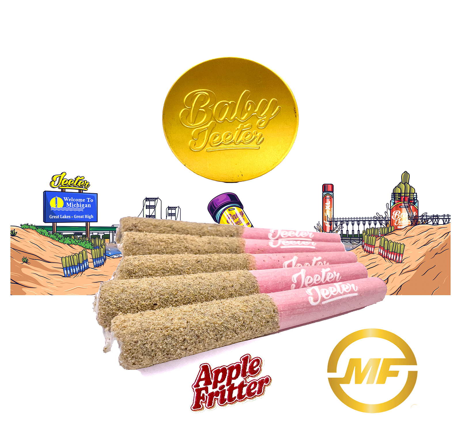 Photograph of instaPanelPhoto: Baby Jeeter | Double Rainbow | 5-Pack Infused Pre-Rollls | 2.5g
