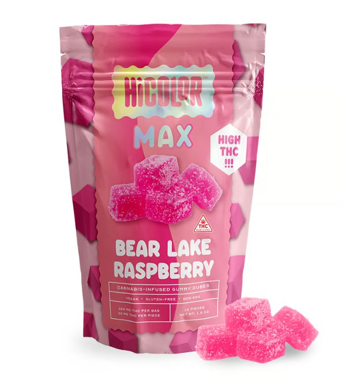 Photograph of product: HiColor Max Chews Bear Lake Raspberry 30mg x 10ct