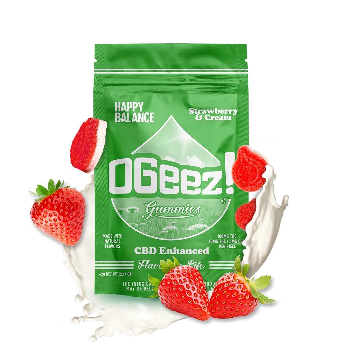 Photograph of product: Happy Balance | Strawberries & Cream | 1:1 (CBD:TH-oui) 100mg