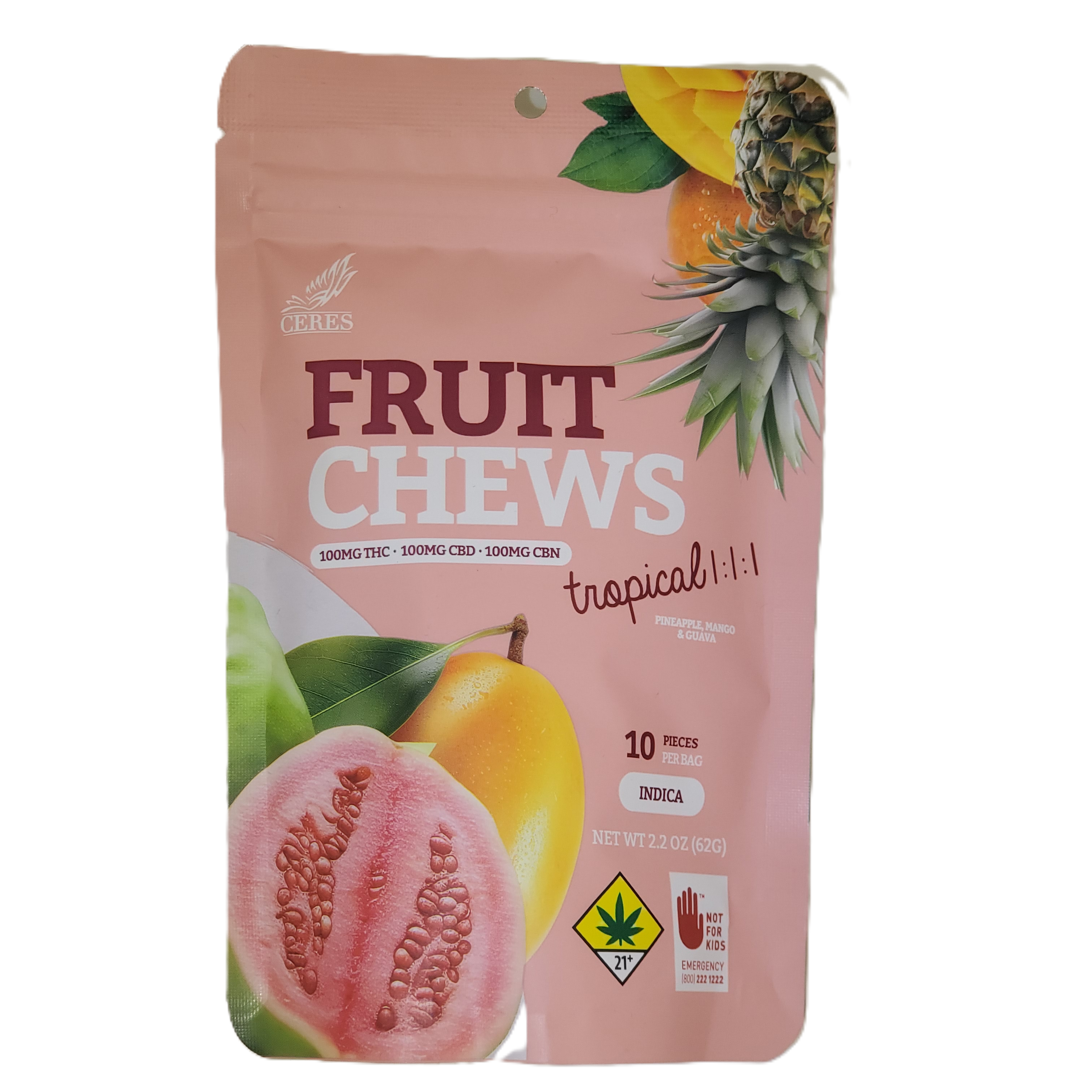 Photograph of product: Ceres Fruit Chews Oui'd Tropical 1:1:1 10pk