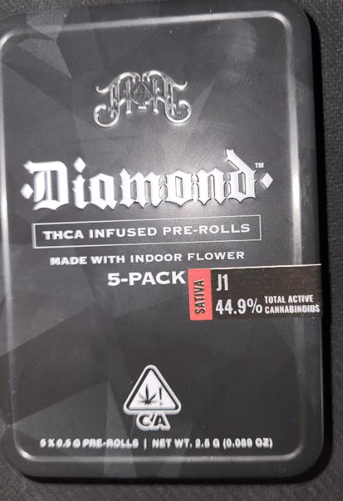 Photograph of product: 5pk J1 Infused Diamond Preroll - Heavy Hitters