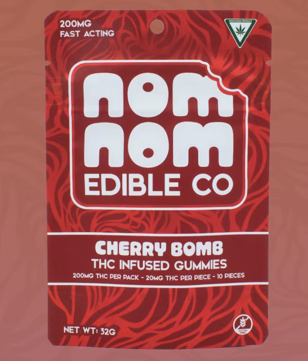 Photograph of product: Nom Nom: Cherry Bomb Live Resin Gummies 200MG