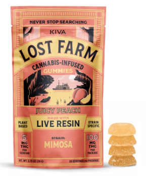 Photograph of product: Juicy Peach x Mimosa | Live Rosin Gummies