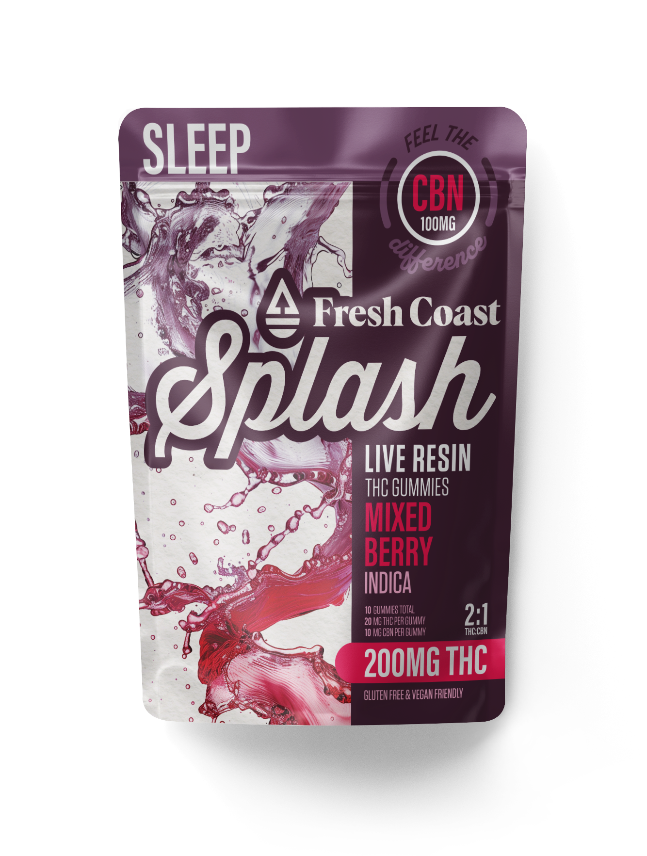 Photograph of product: Mixed Berry | 200MG TH-oui : 100MG CBN | Oui'd Gummy | Splash