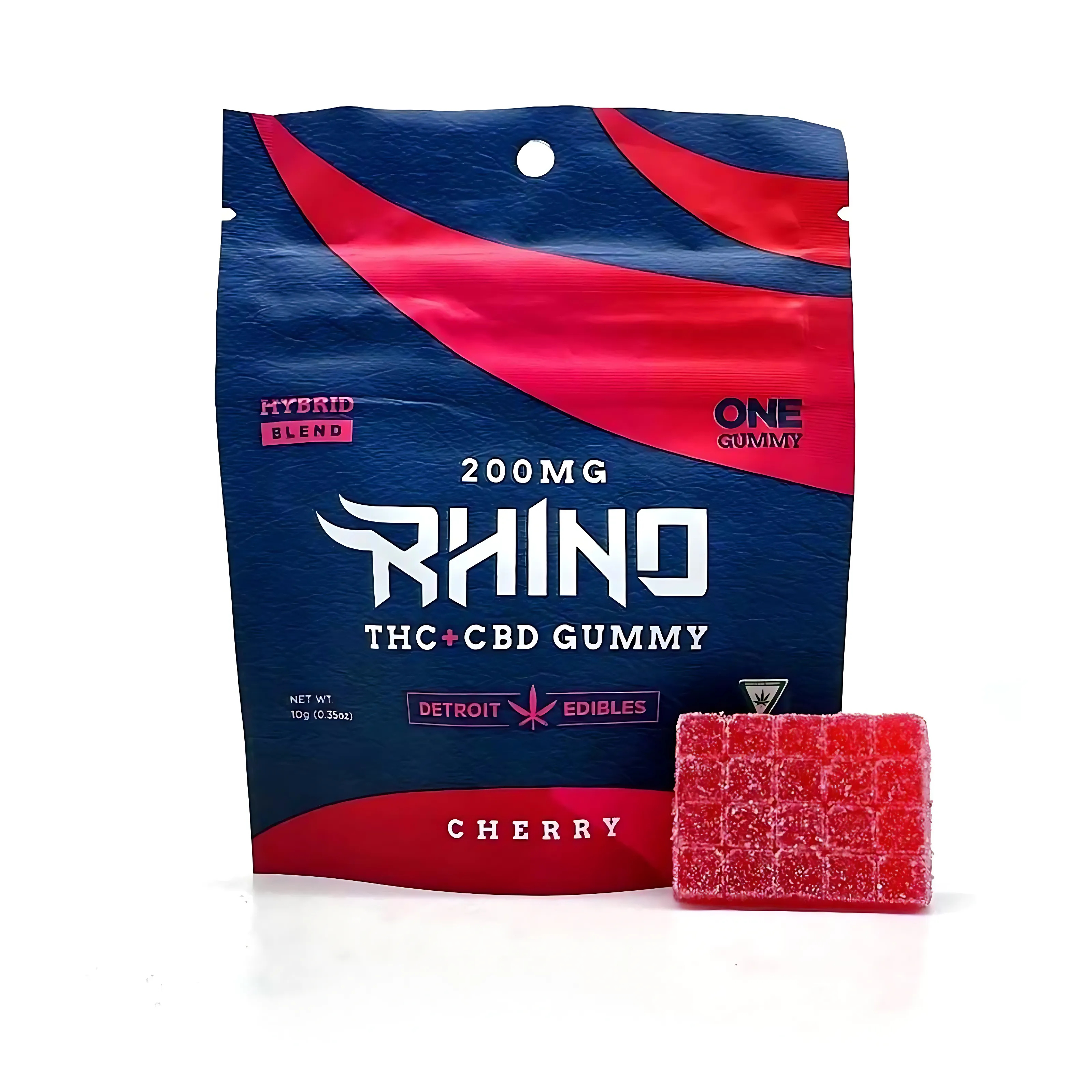 Photograph of product: Detroit Edibles- Cherry Rhino Gummy- 200mg TH-oui 50mg CBD