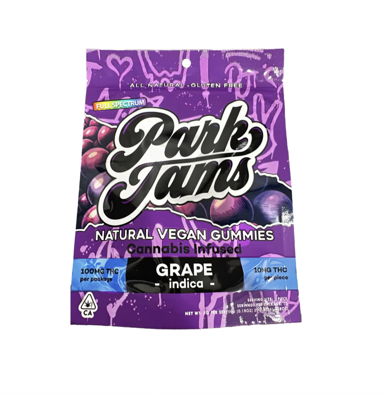 Photograph of product: Park Jams Natural Vegan Gummies 100mg - Grape (I)
