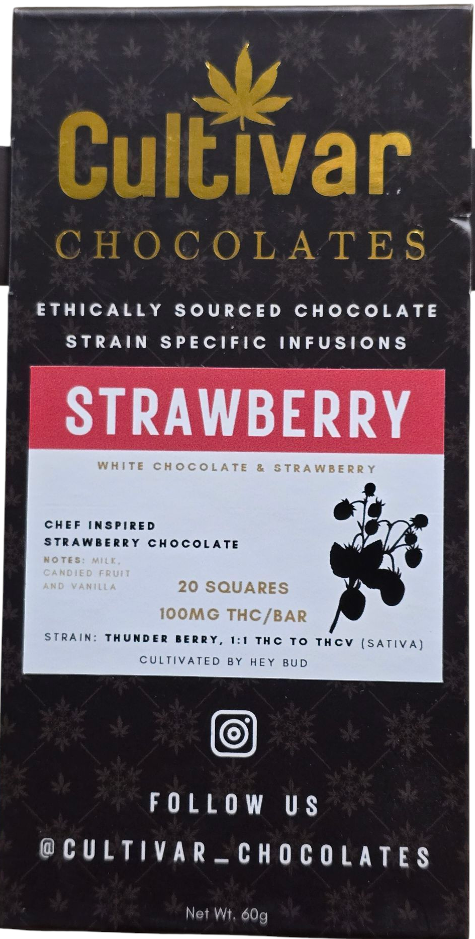 Photograph of product: Cultivar - Strawberry Chocolate Bar - 100MG TH-oui (1:1 TH-oui: TH-ouiV)