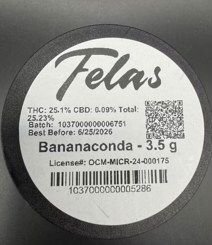 Photograph of product: Felas - Bananaconda - 3.5g Flower