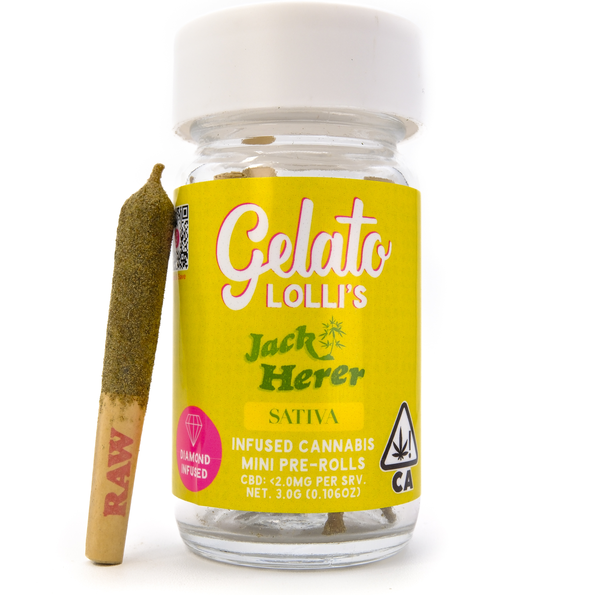 Photograph of product: Jack Herer Lollis 3g 5 Pack Infused Pre-roll - Gelato