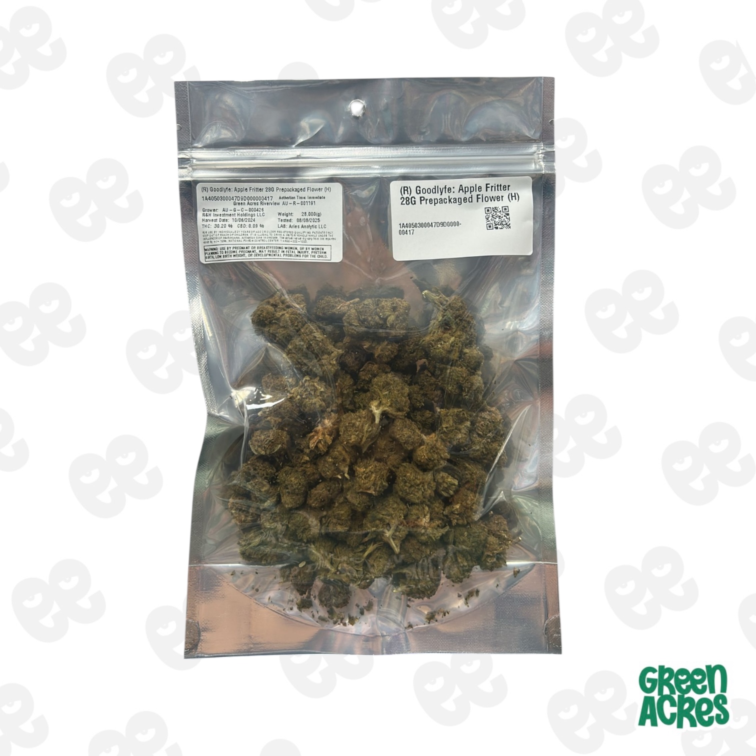 Photograph of product: (R) Goodlyfe: Apple Fritter 28G Prepackaged Flower (H)