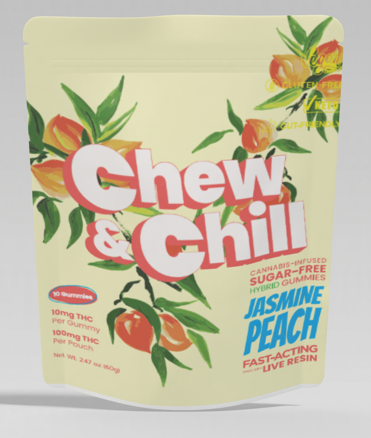 Photograph of product: Jasmine Peach | Sugar-Free | Live Resin | 10pk