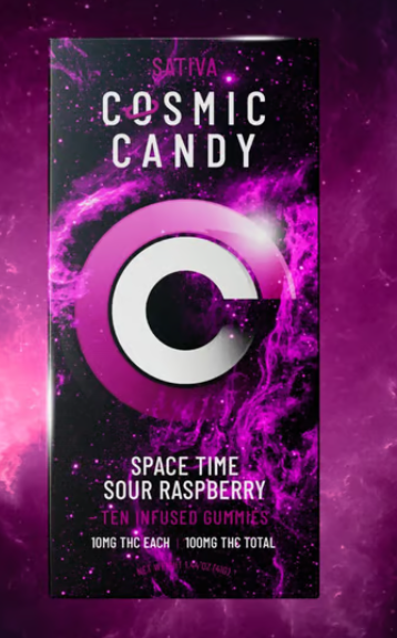 Photograph of product: Space Time Sour Raspberry Oui'd Gummies 10pk Cosmic Candy  W1-29
