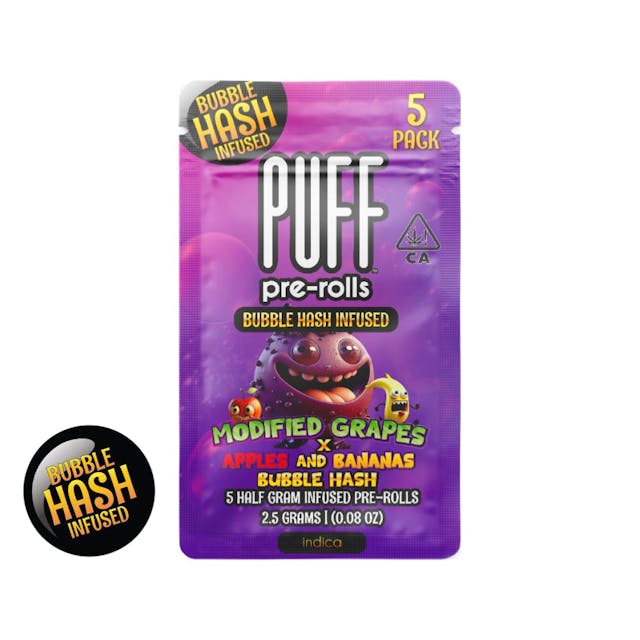 Photograph of product: Modified Grapes x Apples & Banana - Bubble au chocolat Infused Pre Roll Pack [5pk] - 