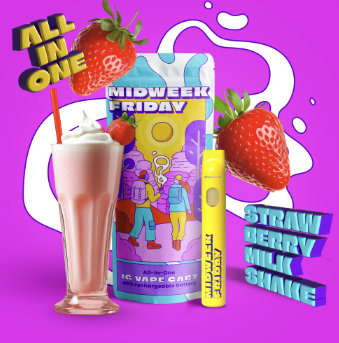 Photograph of product: MIDWEEK FRIDAY STRAWBERRY MILKSHAKE DISPOSABLE 1G