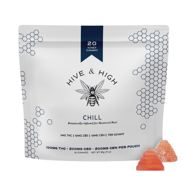 Photograph of product: "Chill" Honey Gummies | 1:2:2 TH-oui:CBD:CBN | 20 Pack | 100mg