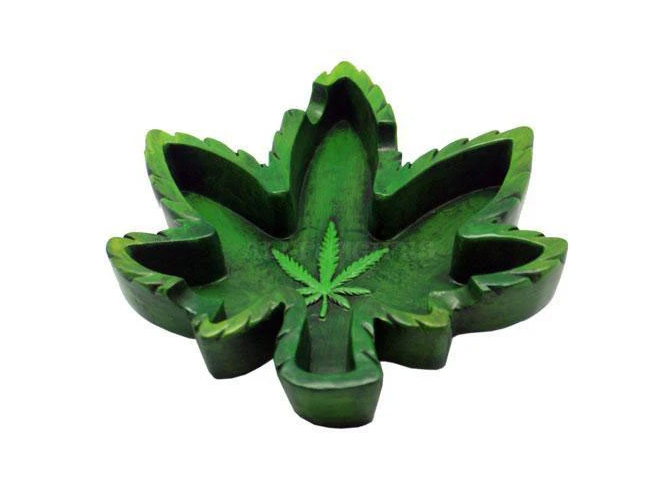 Photograph of product: Hemp Leaf Polyresin Ashtray | 5.25"