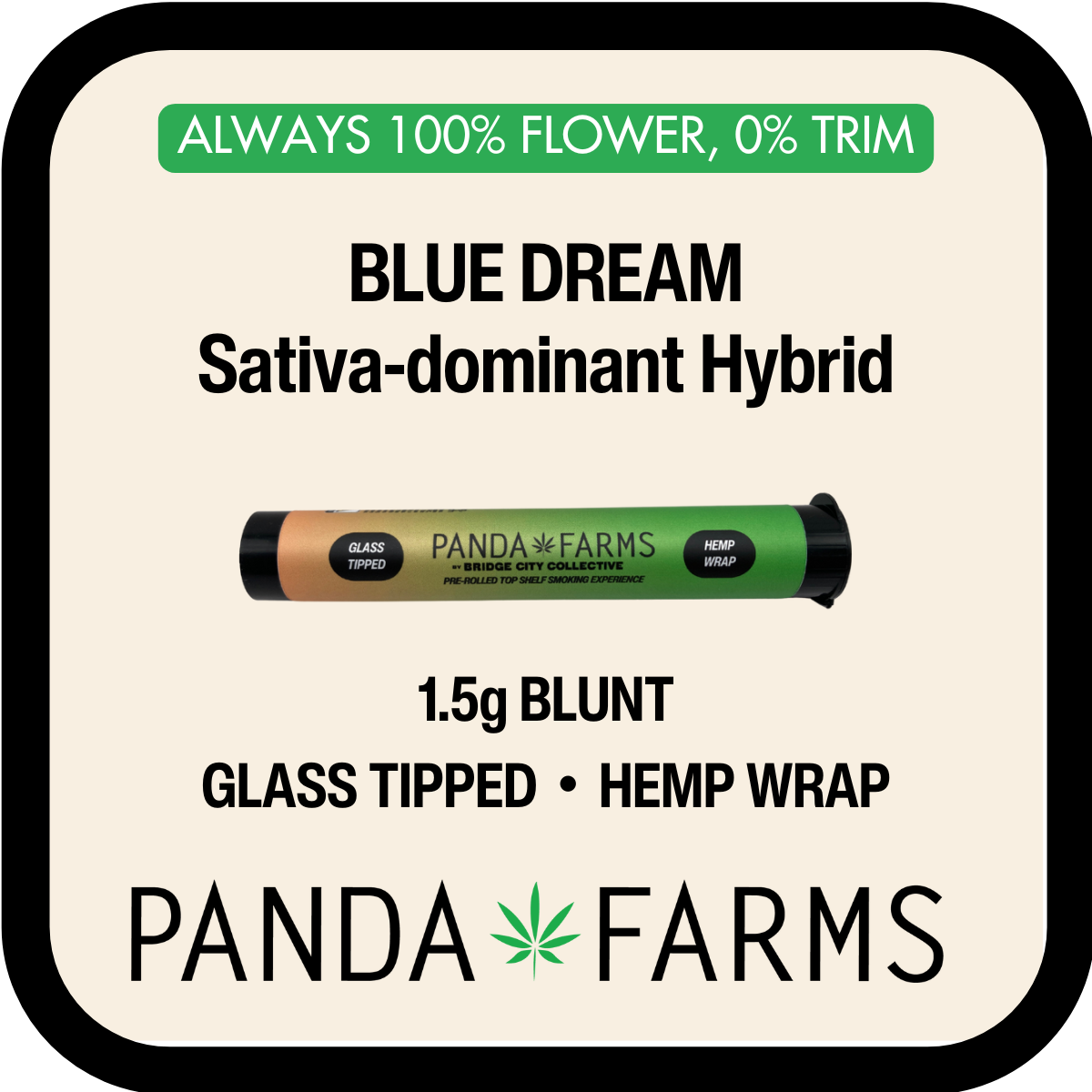 Photograph of product: Pre Roll - Blue Dream - Panda Farms - REC