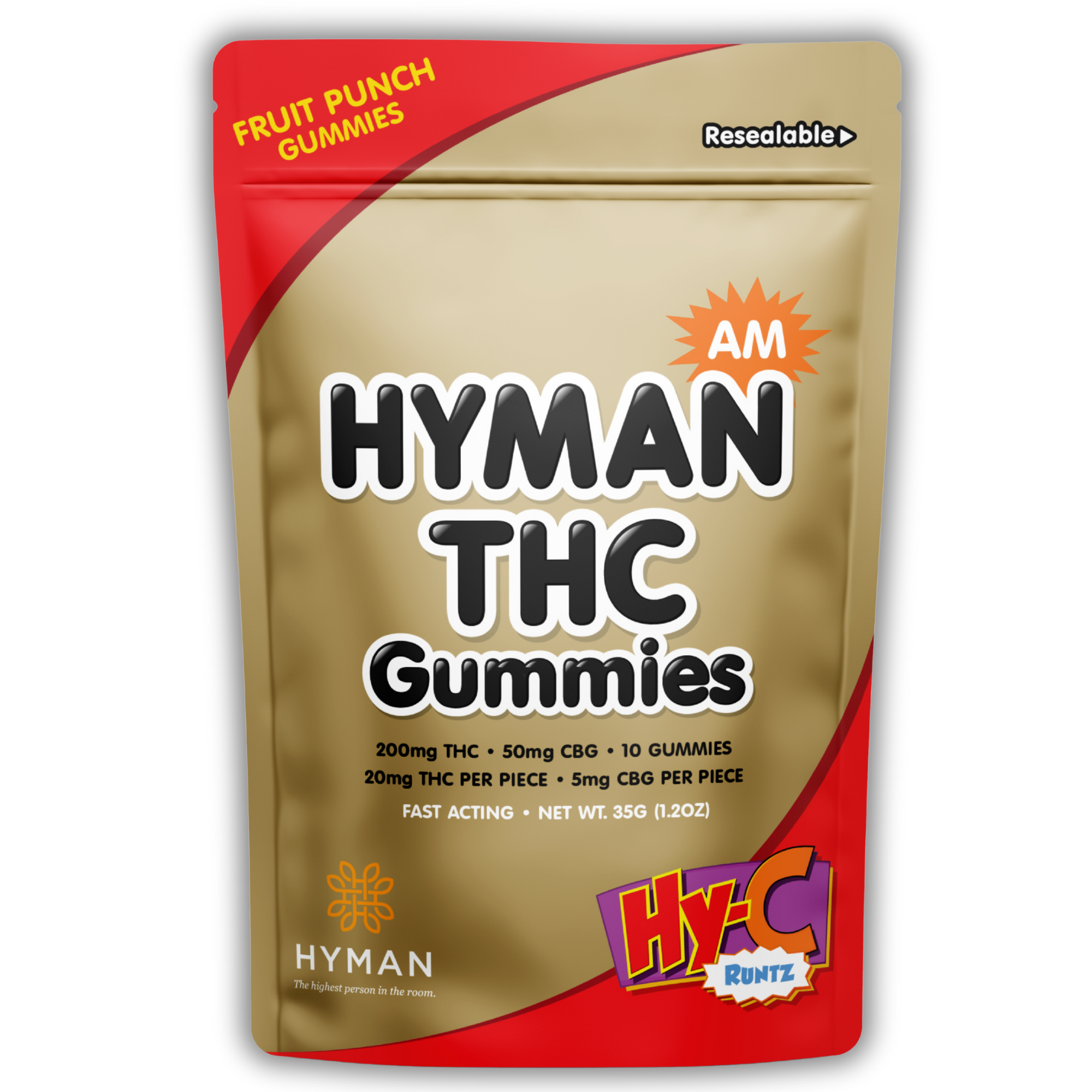 Photograph of product: Hyman | Gummy | 4:1 TH-oui/CBG AM Hy-C Runtz | 200mg TH-oui 50mg CBG