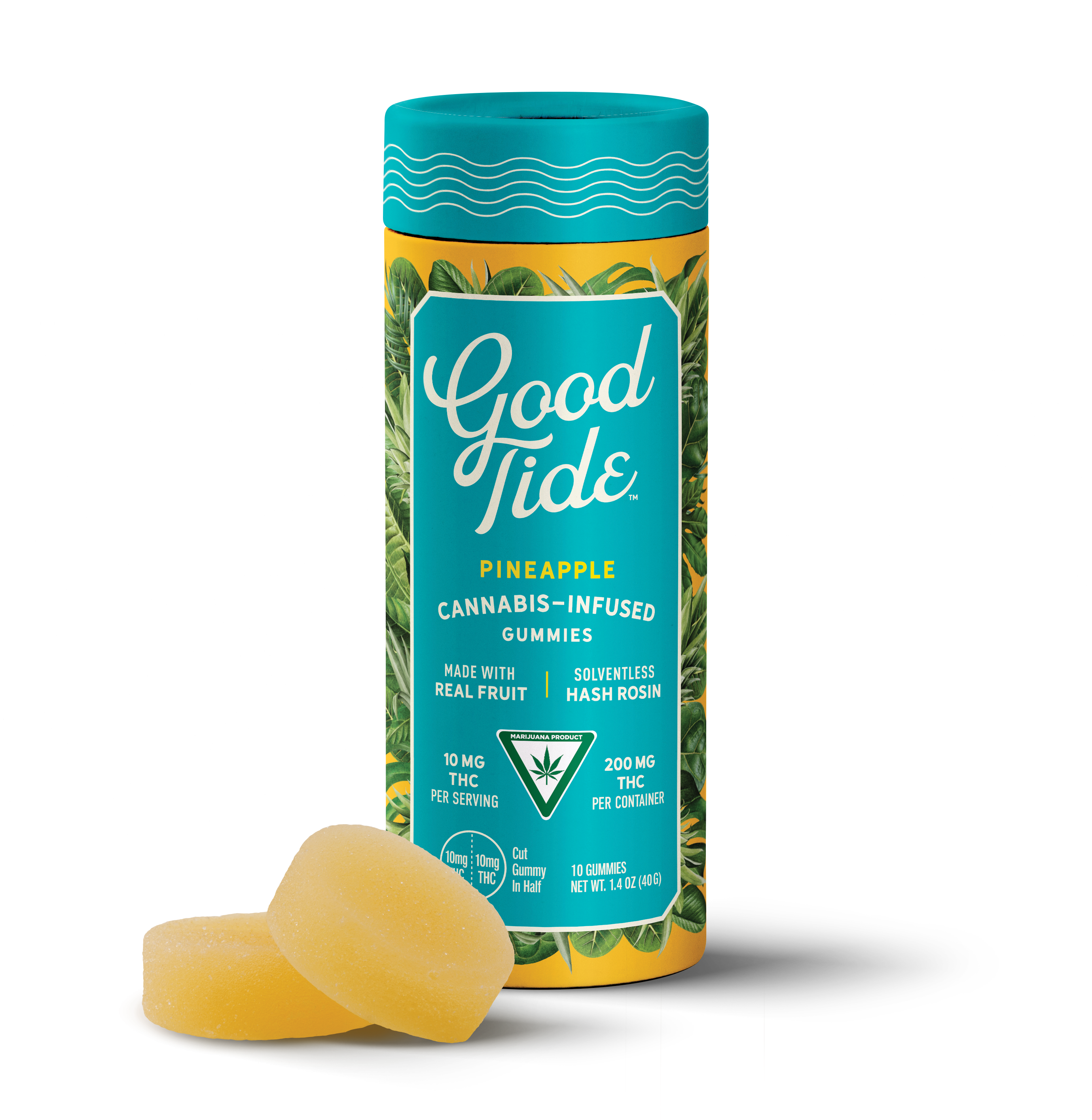 Photograph of product: Good Tide Pineapple Solventless au chocolat Rosin Gummies | 200mg | Uplifting