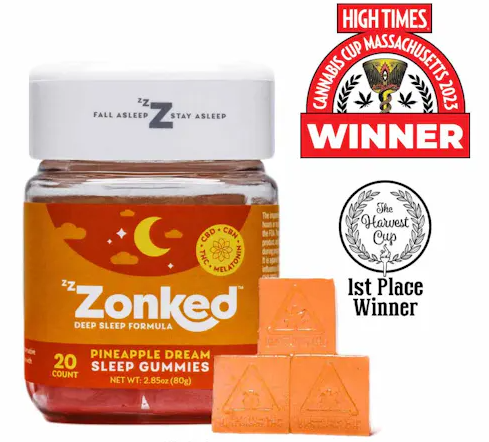 Photograph of product: ZZZONKED - Pineapple Dream Deep Sleep Gummies 5mg  20 pack
