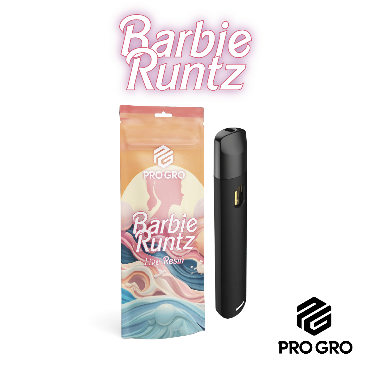 Photograph of product: ProGro Barbie Runtz All-In-One Live Resin Vape | 1g