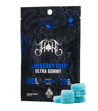 Photograph of product: Blueberry Blitz Blue Dream Oui'd ULTRA - 100mg Gummies 5pk | Heavy Hitters