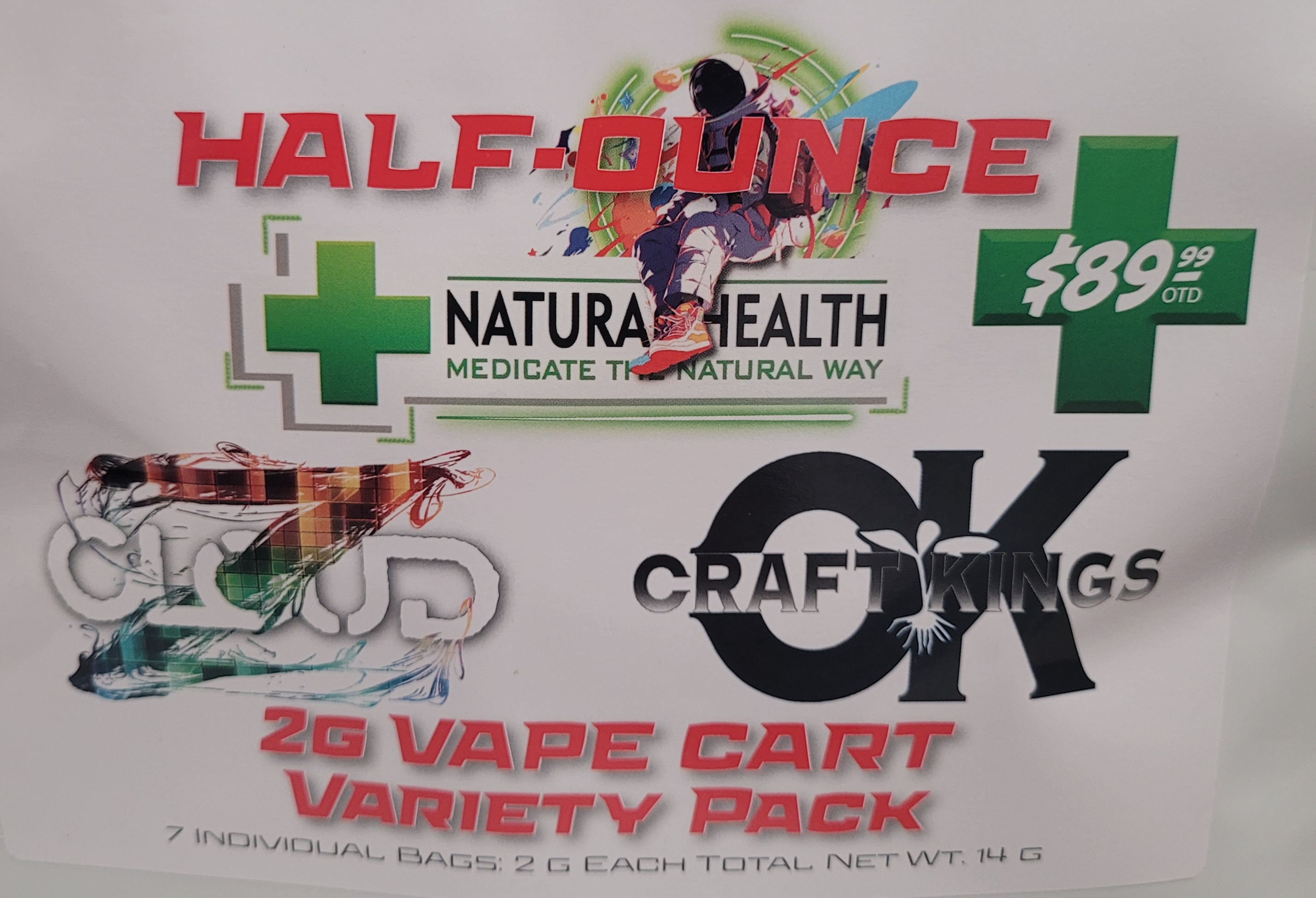 Photograph of product: Natural Health/CloudZ/Craft Kings - Disposable - Variety Pack 2g