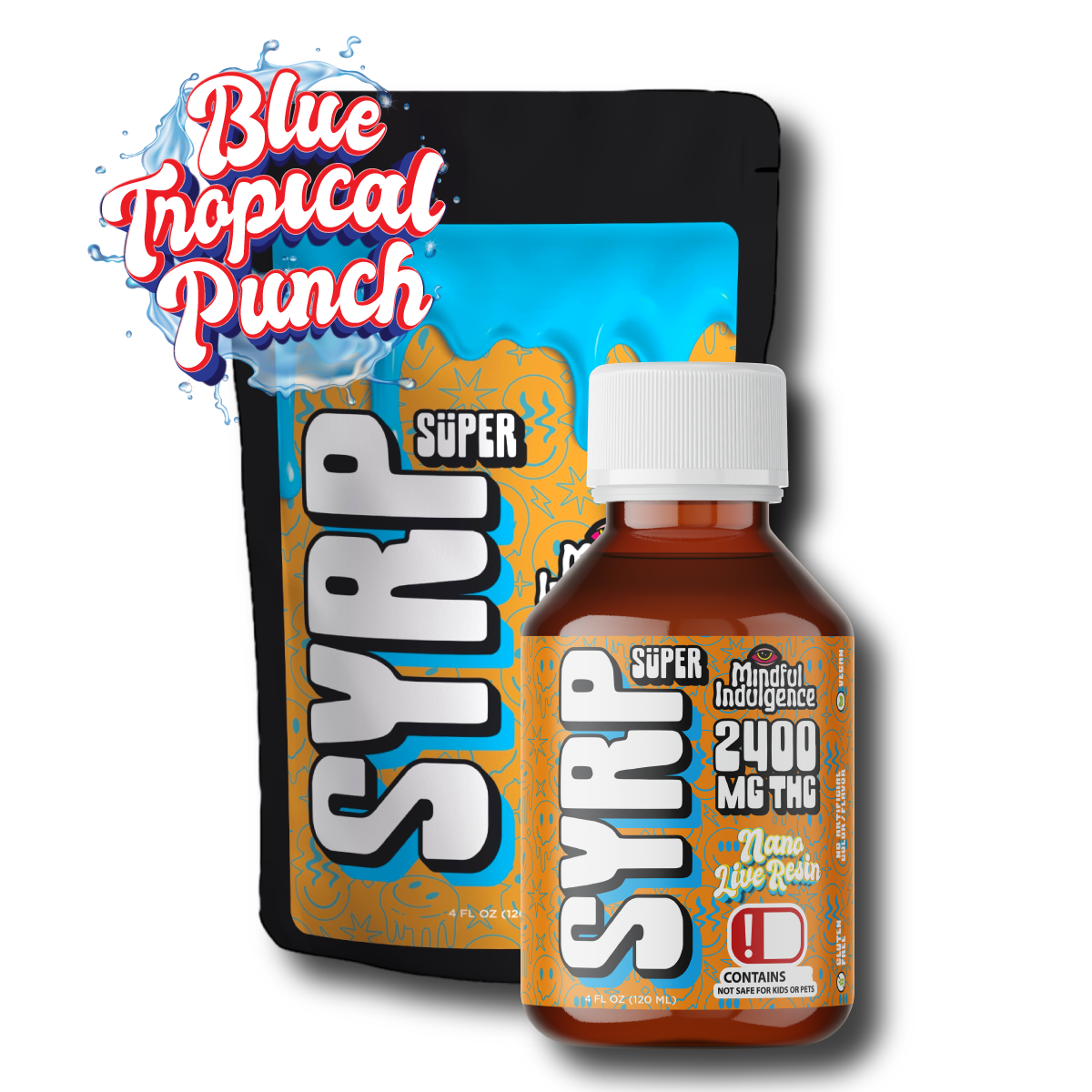 Photograph of Product: Mindful Indulgence | Super Syrp | Blue Tropical Punch | 2400mg