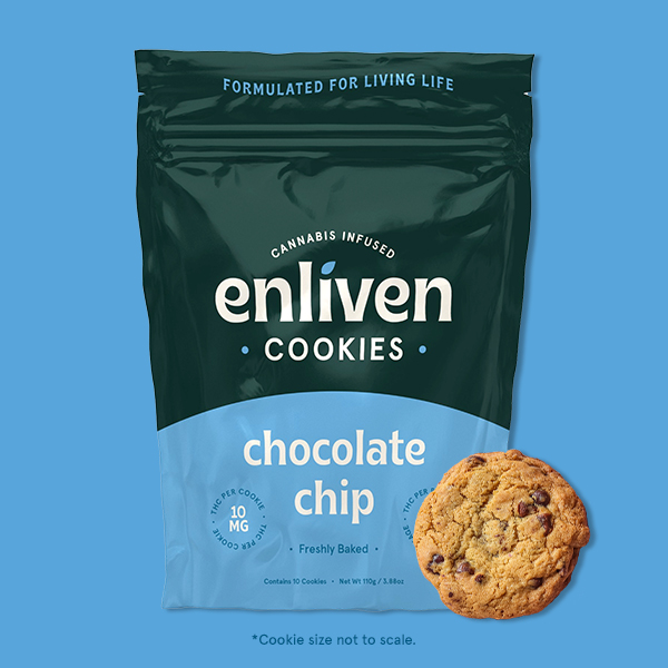 Photograph of product: Chocolate Chip | 10mg | 10pk Cookies | Enliven