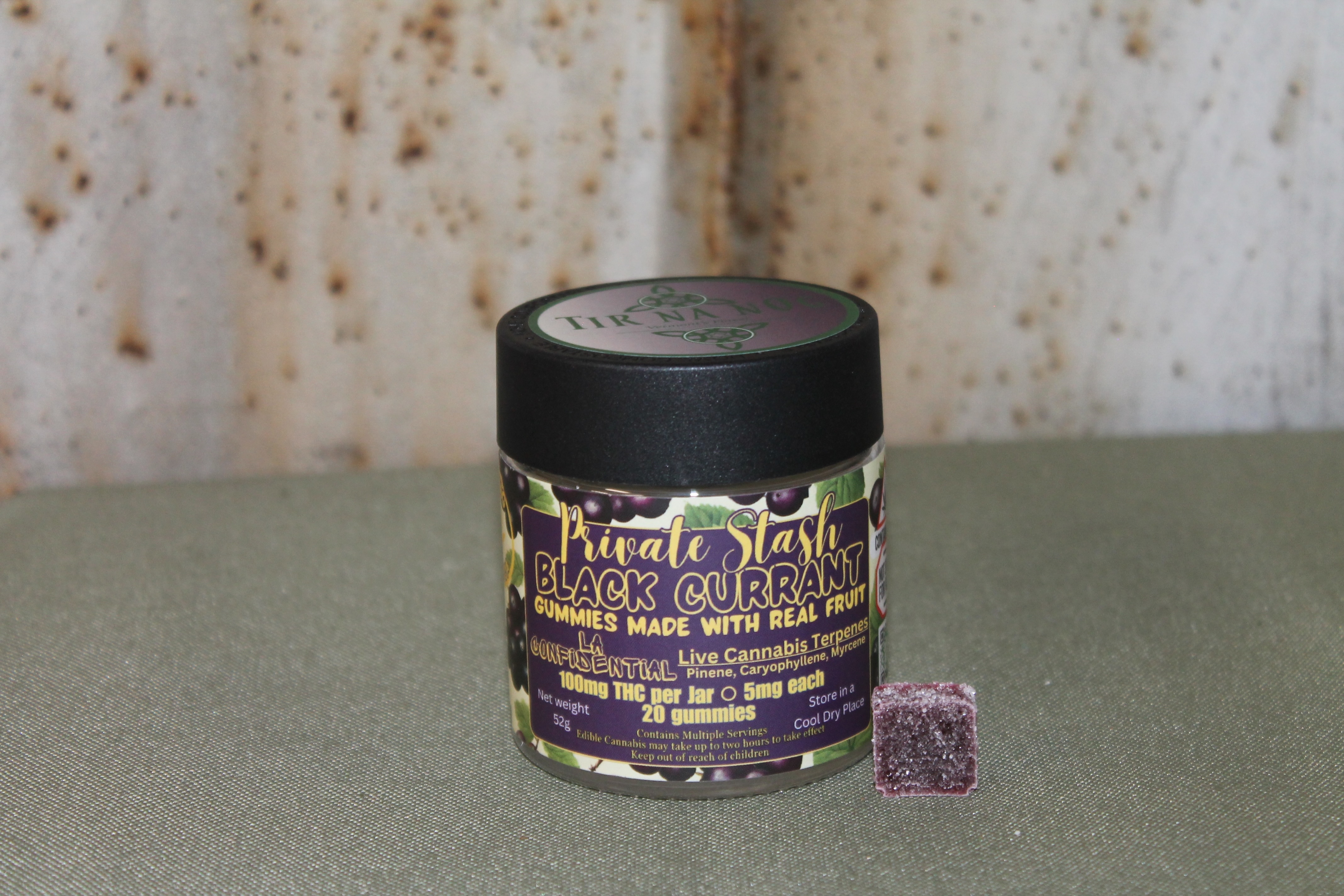 Photograph of product: Tir Na Nog I Black Currant Gummies (LA Confidential Strain)
